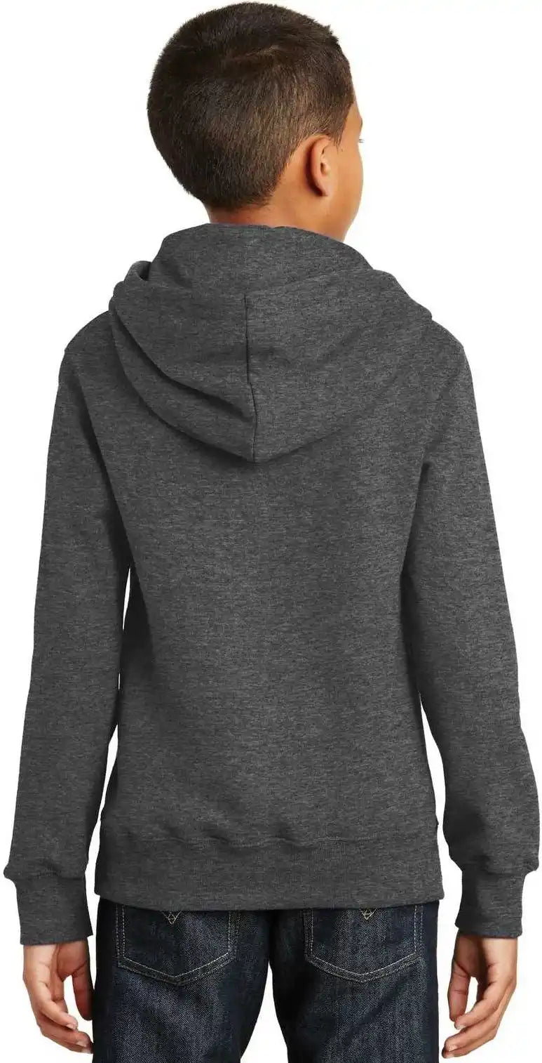 Port & Company Pc850yh Youth Fan Favorite Fleece Pullover Hooded Sweatshirt Dark Heather Gray