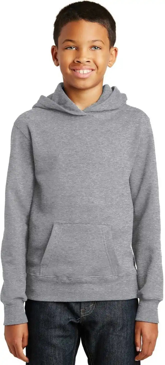 Port &amp; Company Pc850yh Youth Fan Favorite Fleece Pullover Hooded Sweatshirt Athletic Heather
