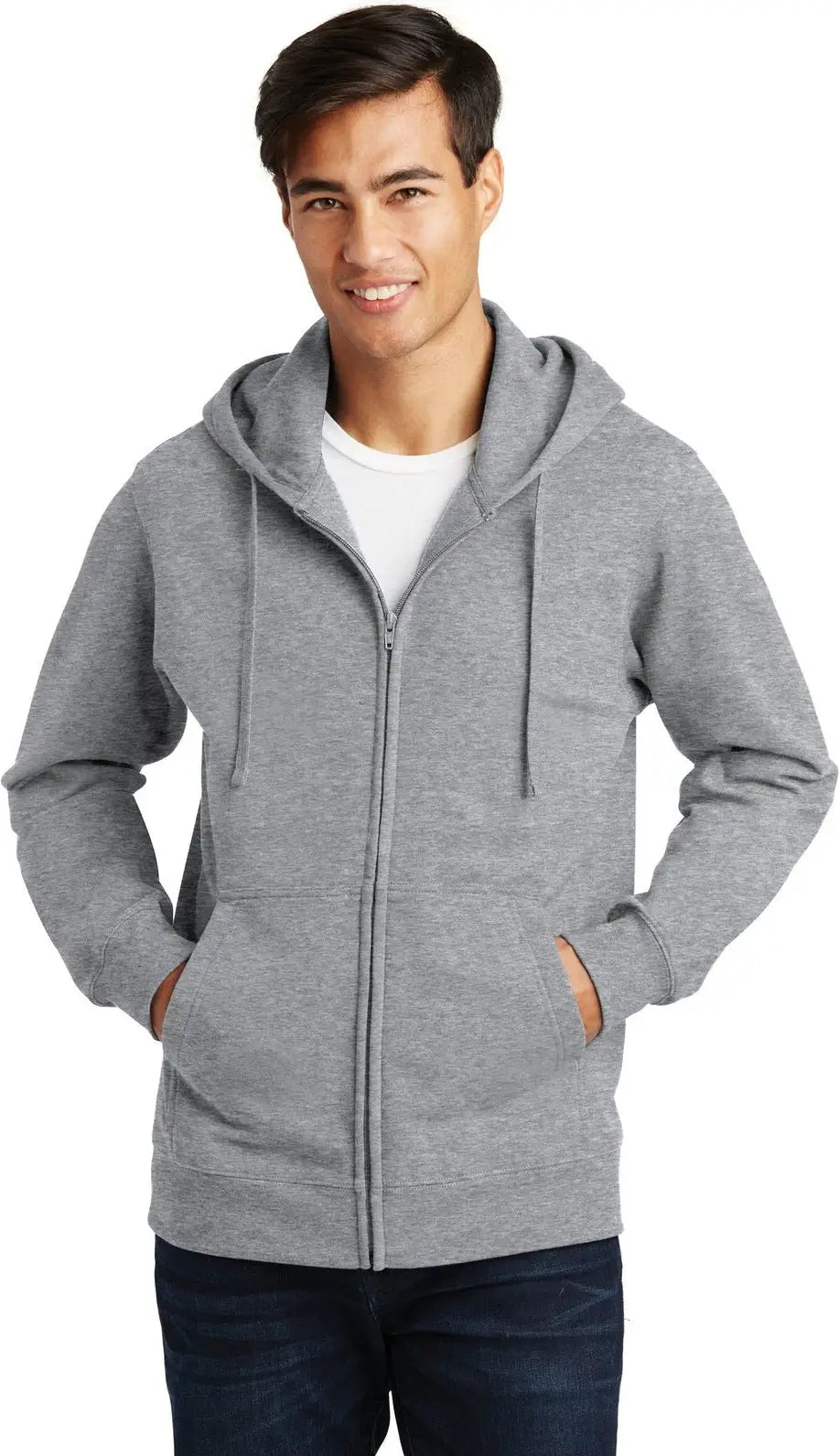 Port & Company Pc850zh co Fan Favorite Fleece Full-zip Hooded Sweatshirt - Athletic Heather - Adult Xs