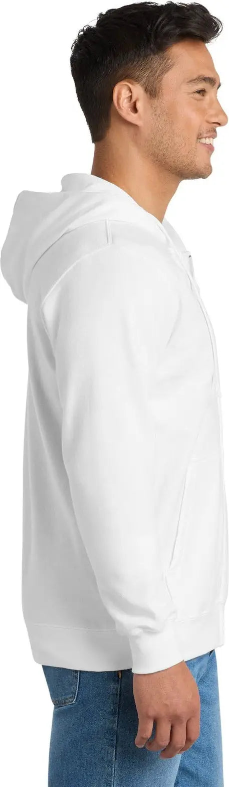 Port & Company Pc850zh co Fan Favorite Fleece Full-zip Hooded Sweatshirt - White