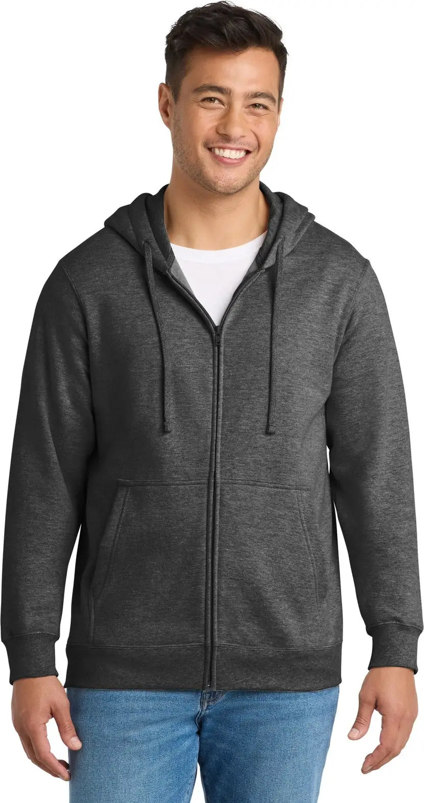 Port & Company Pc850zh co Fan Favorite Fleece Full-zip Hooded Sweatshirt - Dark Heather Gray
