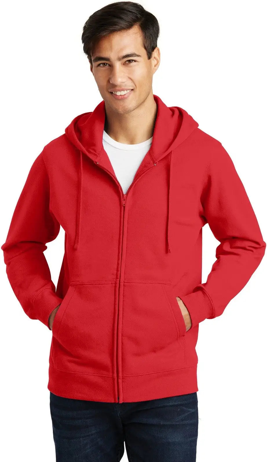 Port & Company Pc850zh co Fan Favorite Fleece Full-zip Hooded Sweatshirt - Bright Red - Adult Xs
