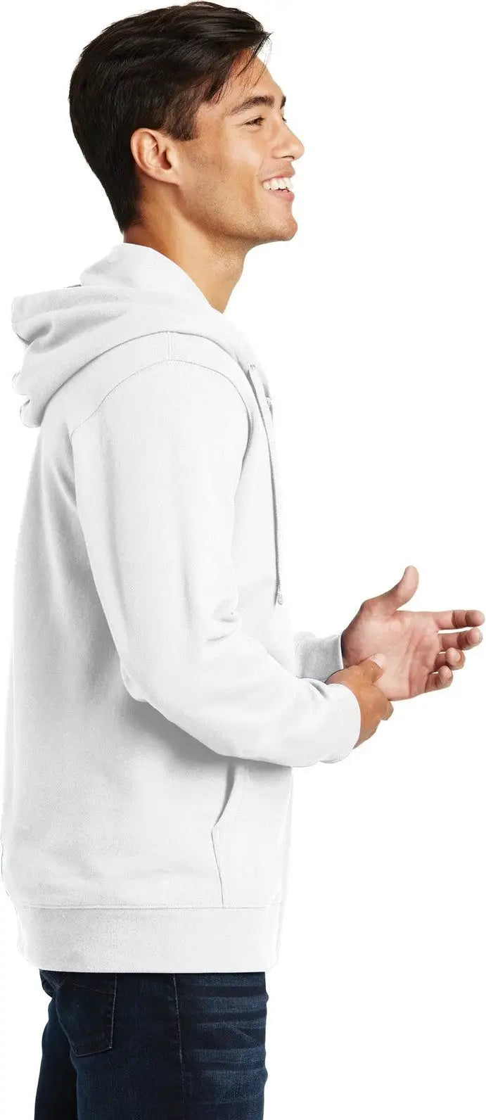 Port & Company Pc850zh co Fan Favorite Fleece Full-zip Hooded Sweatshirt - White