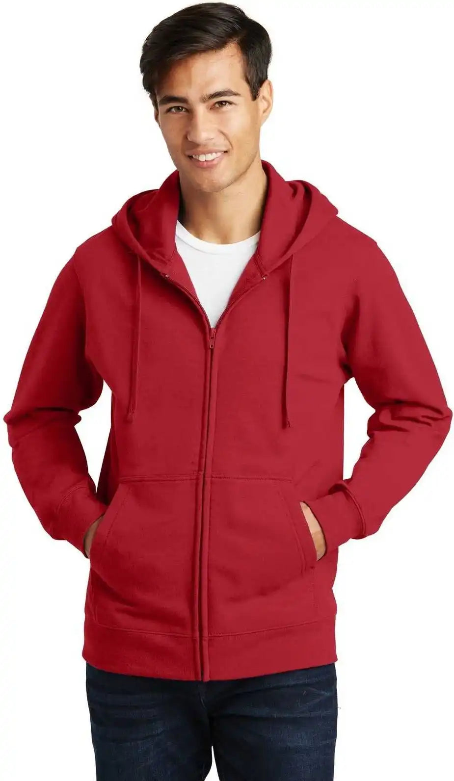 Port &amp; Company Pc850zh Fan Favorite Fleece Full Zip Hooded Sweatshirt Team Cardinal
