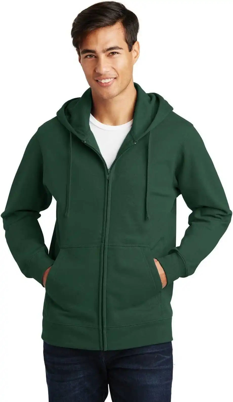Port & Company Pc850zh Fan Favorite Fleece Full Zip Hooded Sweatshirt Forest Green