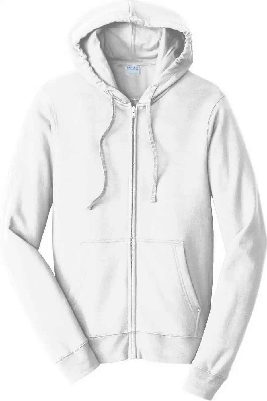 Port &amp; Company Pc850zh Fan Favorite Fleece Full Zip Hooded Sweatshirt White