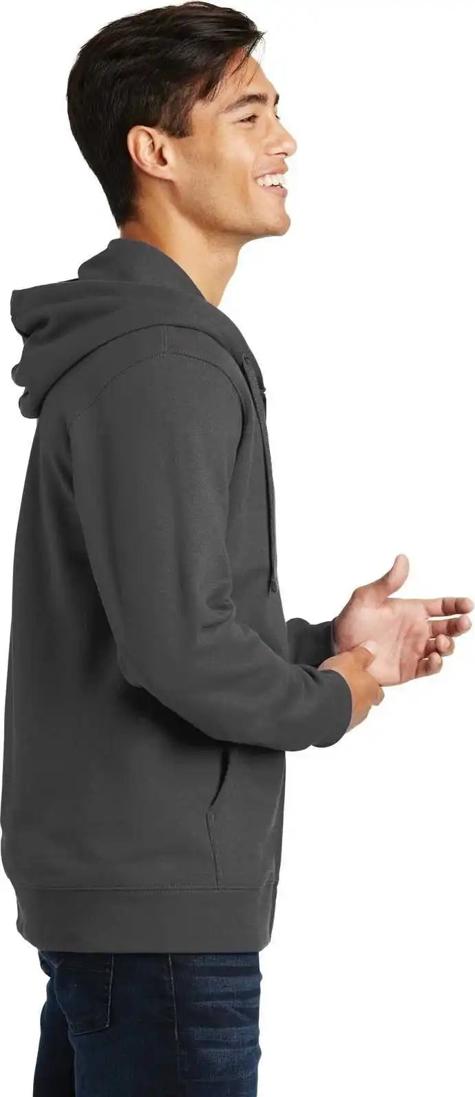 Port &amp; Company Pc850zh Fan Favorite Fleece Full Zip Hooded Sweatshirt Charcoal