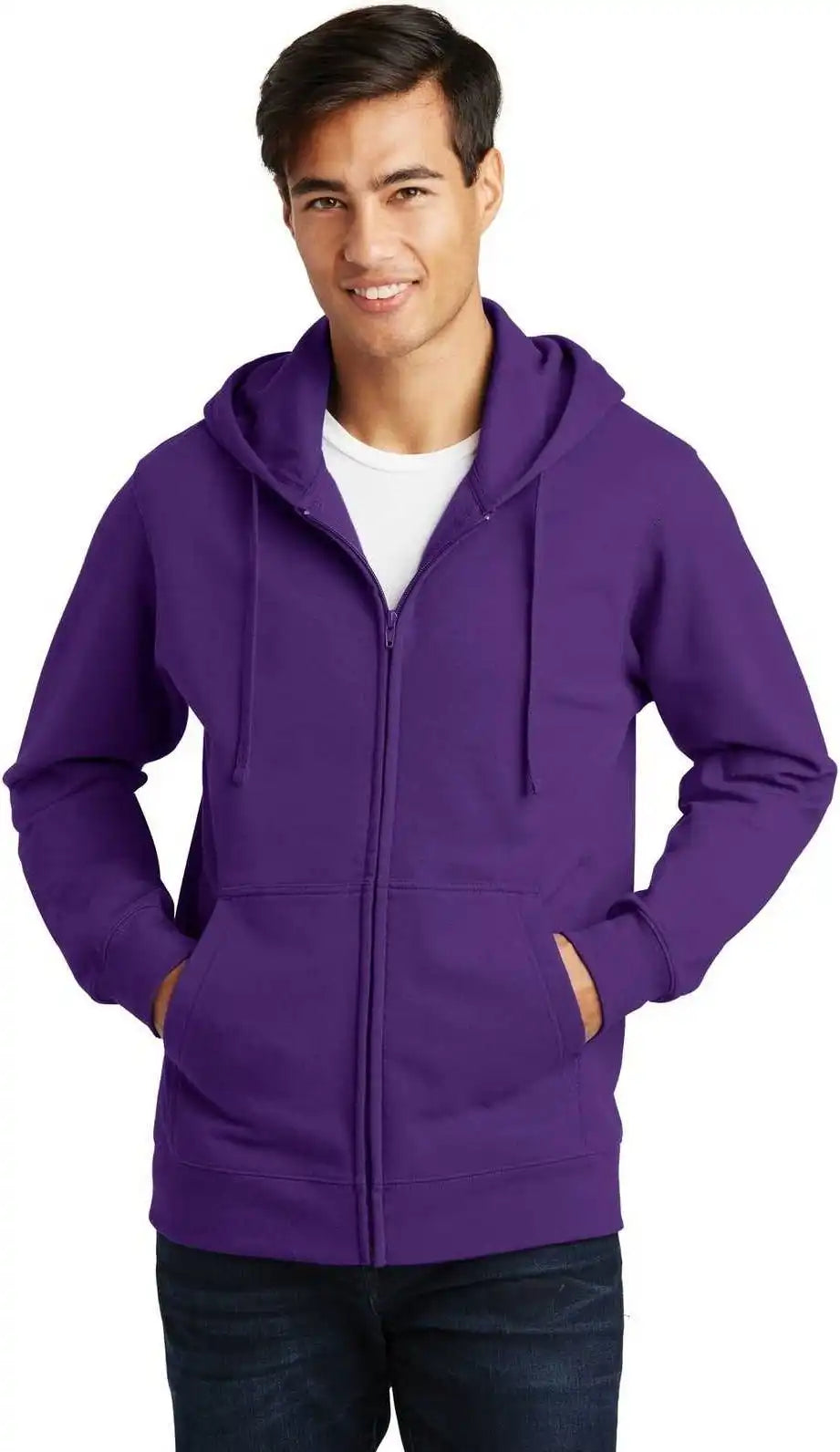 Port & Company Pc850zh Fan Favorite Fleece Full-zip Hooded Sweatshirt - Team Purple