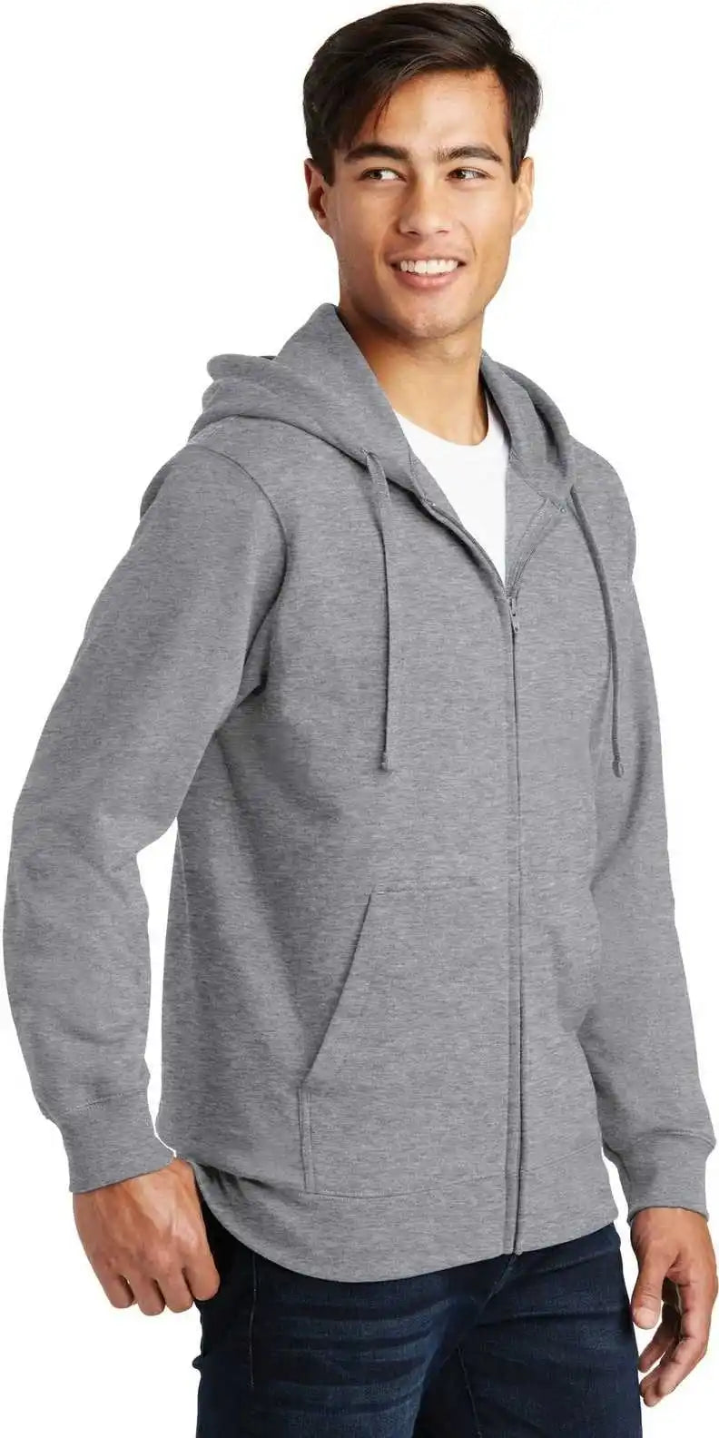 Port &amp; Company Pc850zh Fan Favorite Fleece Full Zip Hooded Sweatshirt Athletic Heather