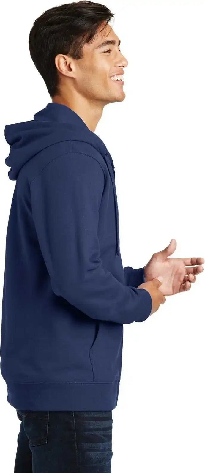 Port &amp; Company Pc850zh Fan Favorite Fleece Full Zip Hooded Sweatshirt Team Navy