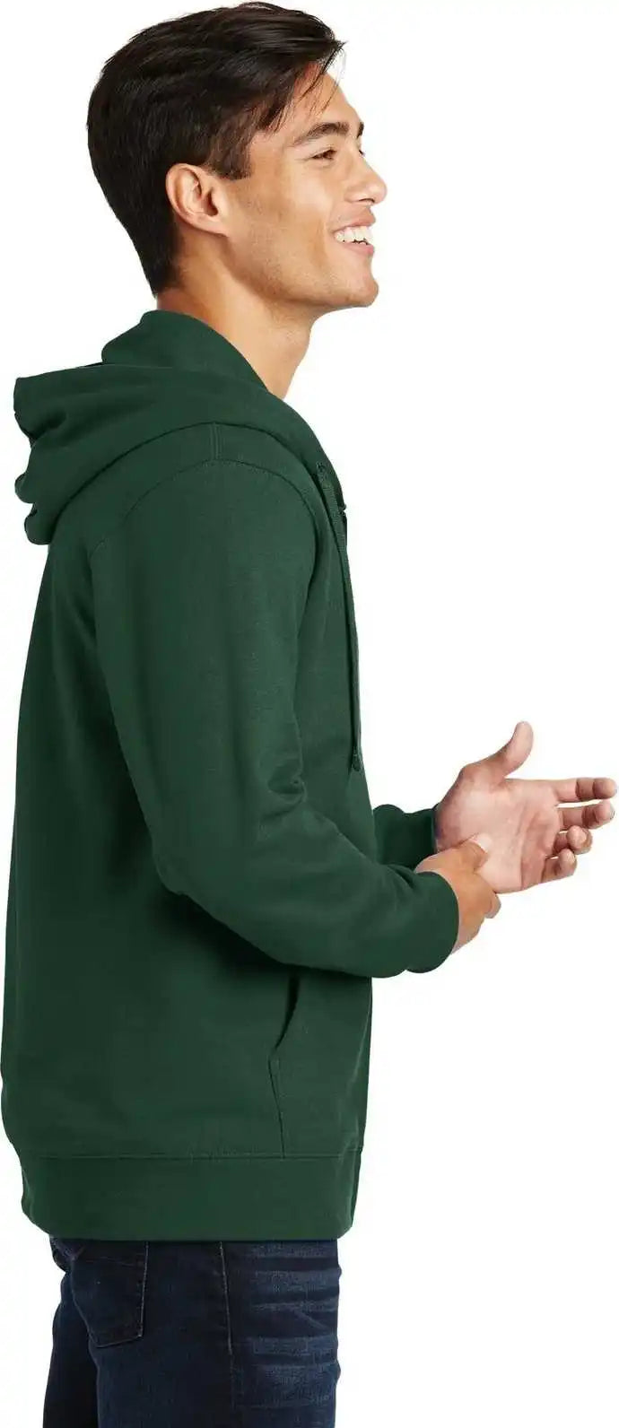 Port &amp; Company Pc850zh Fan Favorite Fleece Full Zip Hooded Sweatshirt Forest Green