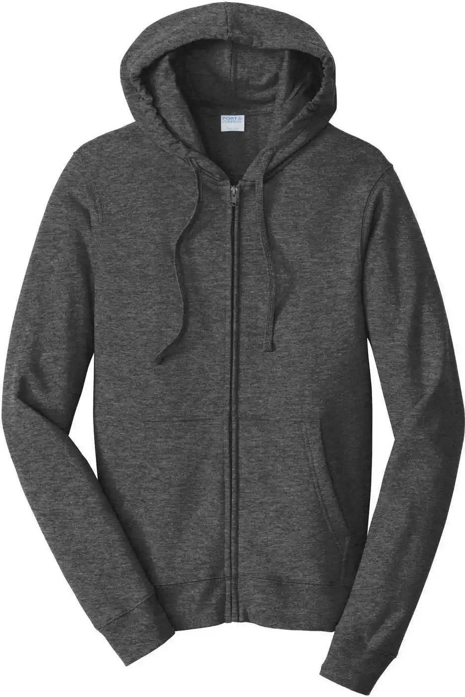 Port &amp; Company Pc850zh Fan Favorite Fleece Full Zip Hooded Sweatshirt Dark Heather Gray