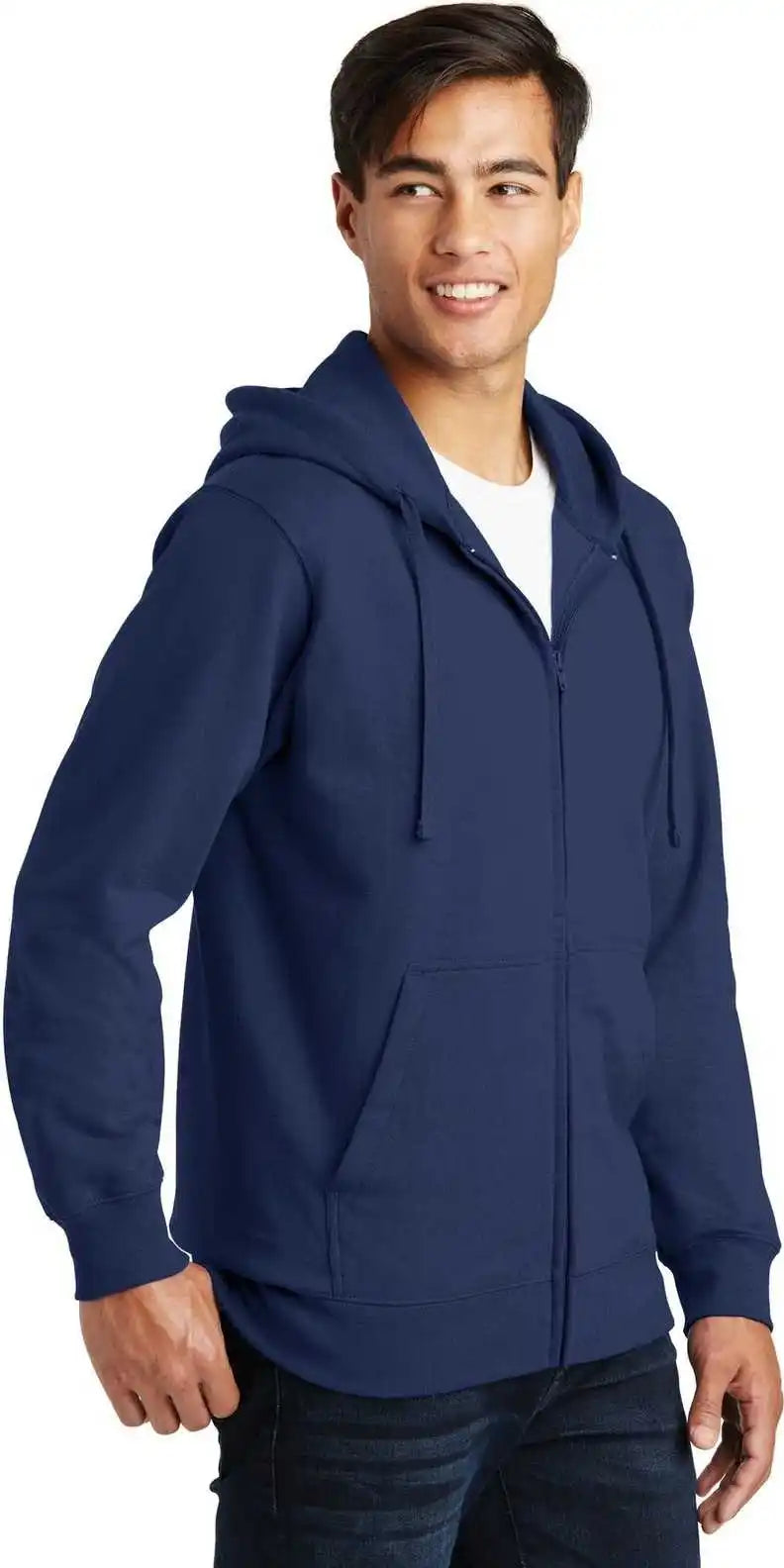 Port &amp; Company Pc850zh Fan Favorite Fleece Full Zip Hooded Sweatshirt Team Navy