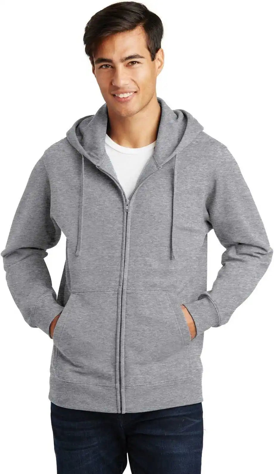Port & Company Pc850zh Fan Favorite Fleece Full Zip Hooded Sweatshirt Athletic Heather