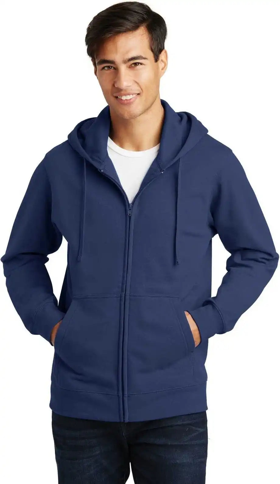 Port & Company Pc850zh Fan Favorite Fleece Full Zip Hooded Sweatshirt Team Navy