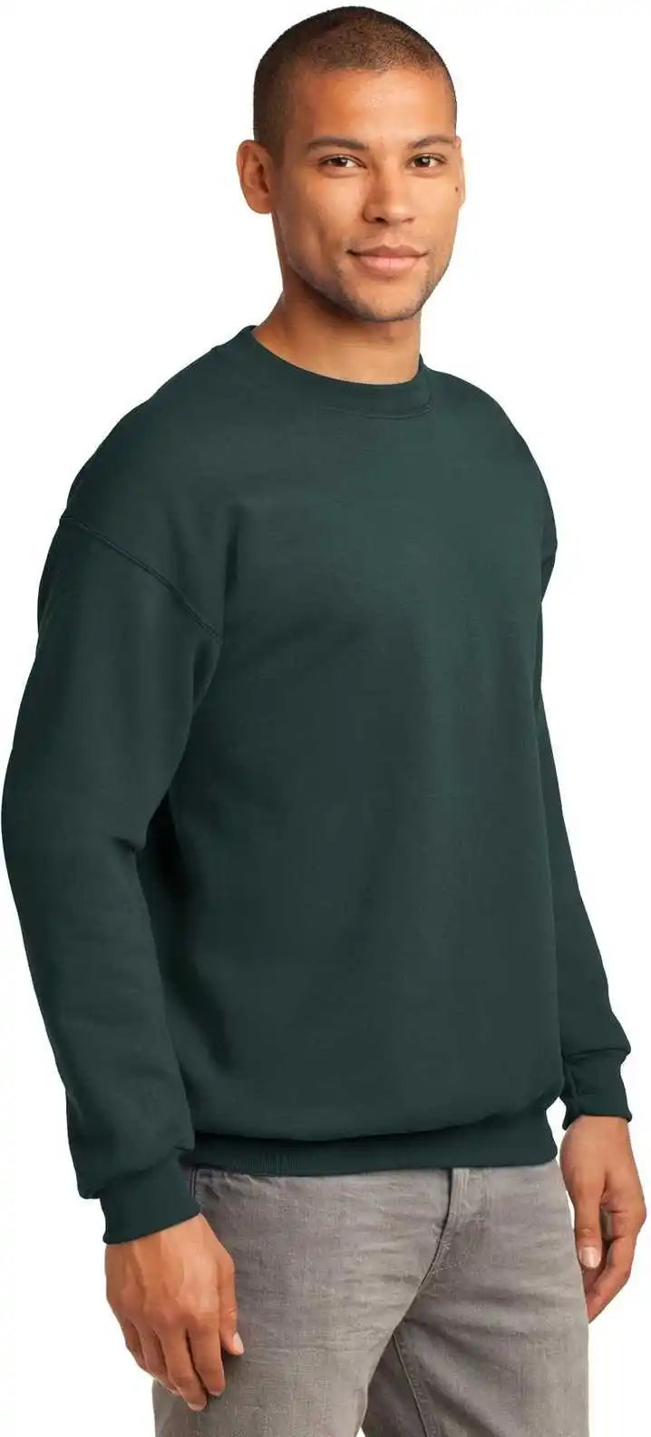 Port &amp; Company Pc90 Essential Fleece Crewneck Sweatshirt Dark Green