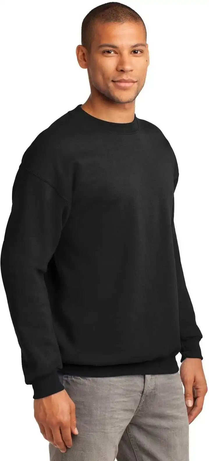 Port &amp; Company Pc90 Essential Fleece Crewneck Sweatshirt Jet Black