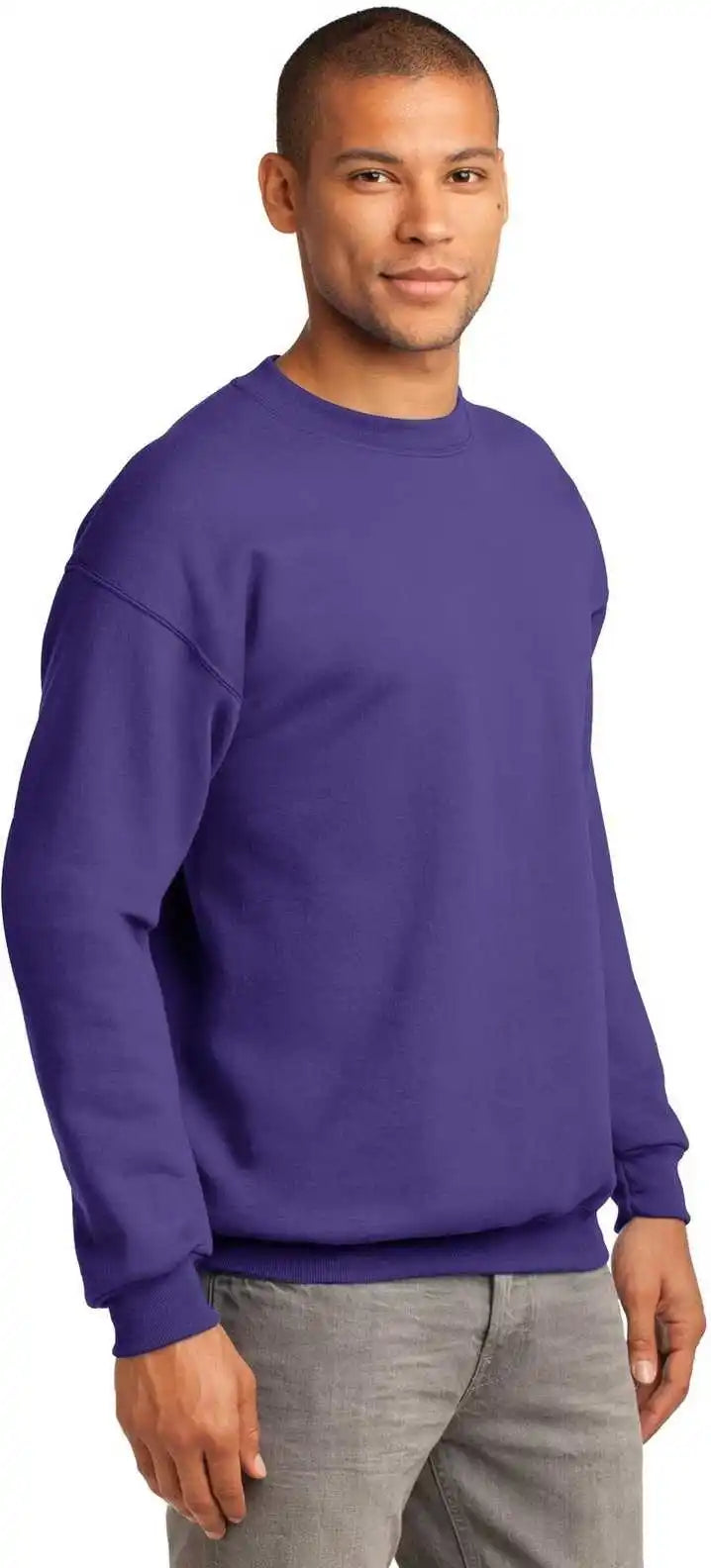 Port &amp; Company Pc90 Essential Fleece Crewneck Sweatshirt Purple