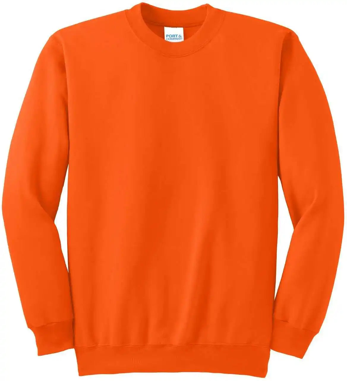 Port &amp; Company Pc90 Essential Fleece Crewneck Sweatshirt Safety Orange