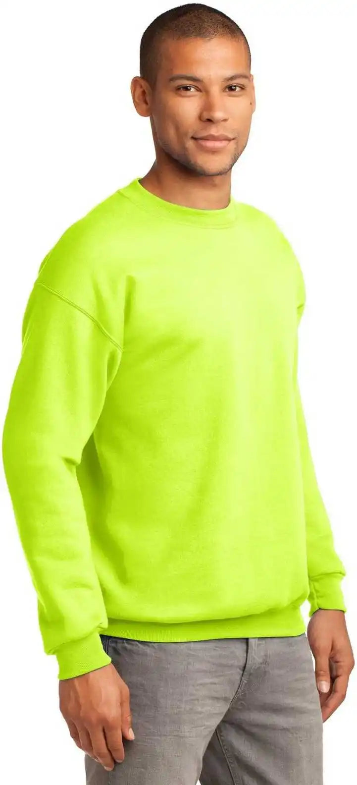 Port & Company Pc90 Essential Fleece Crewneck Sweatshirt - Safety Green