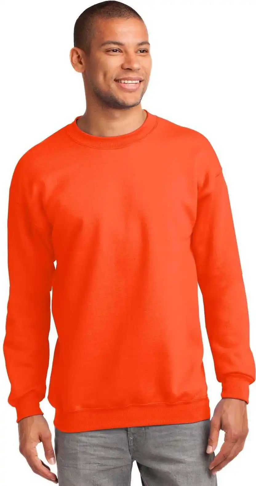 Port &amp; Company Pc90 Essential Fleece Crewneck Sweatshirt Safety Orange