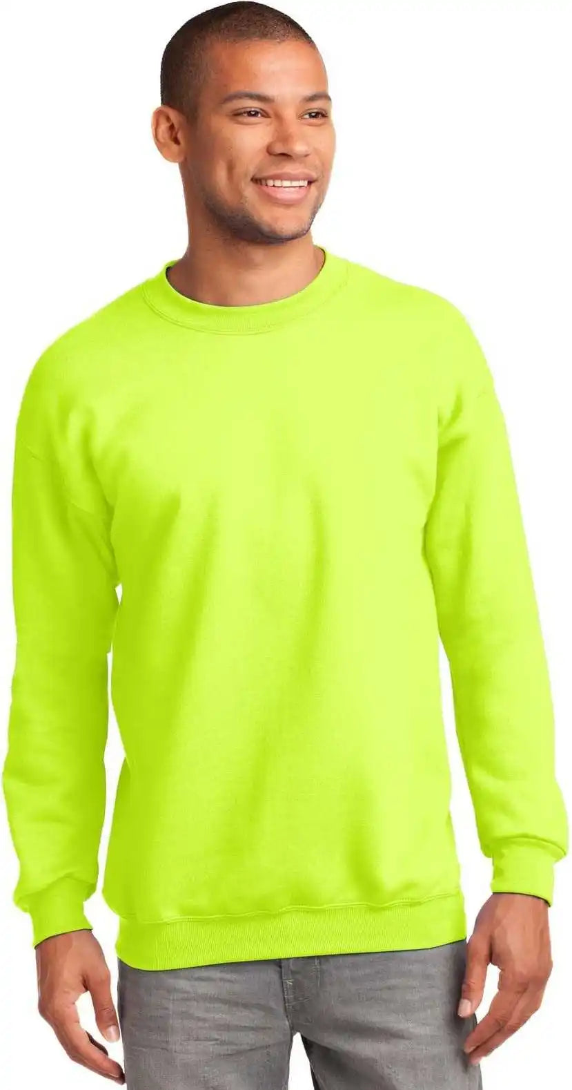 Port & Company Pc90 Essential Fleece Crewneck Sweatshirt - Safety Green
