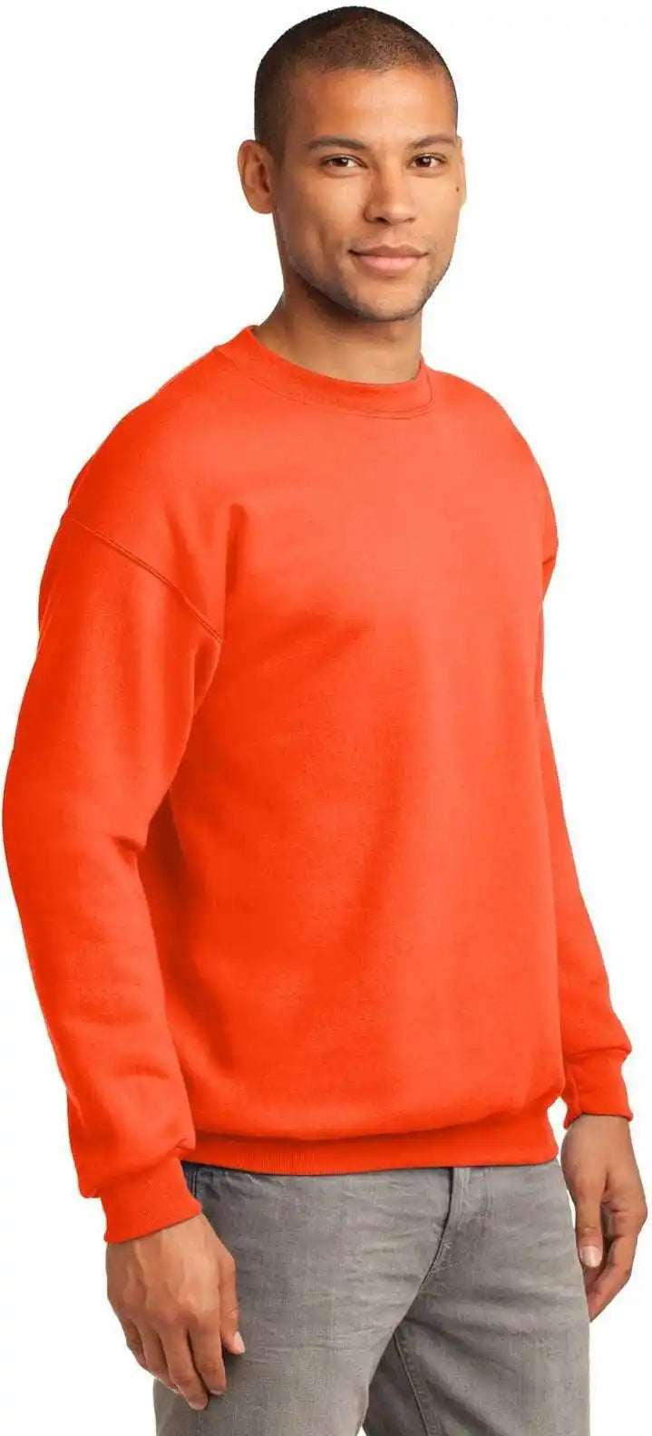 Port &amp; Company Pc90 Essential Fleece Crewneck Sweatshirt Safety Orange