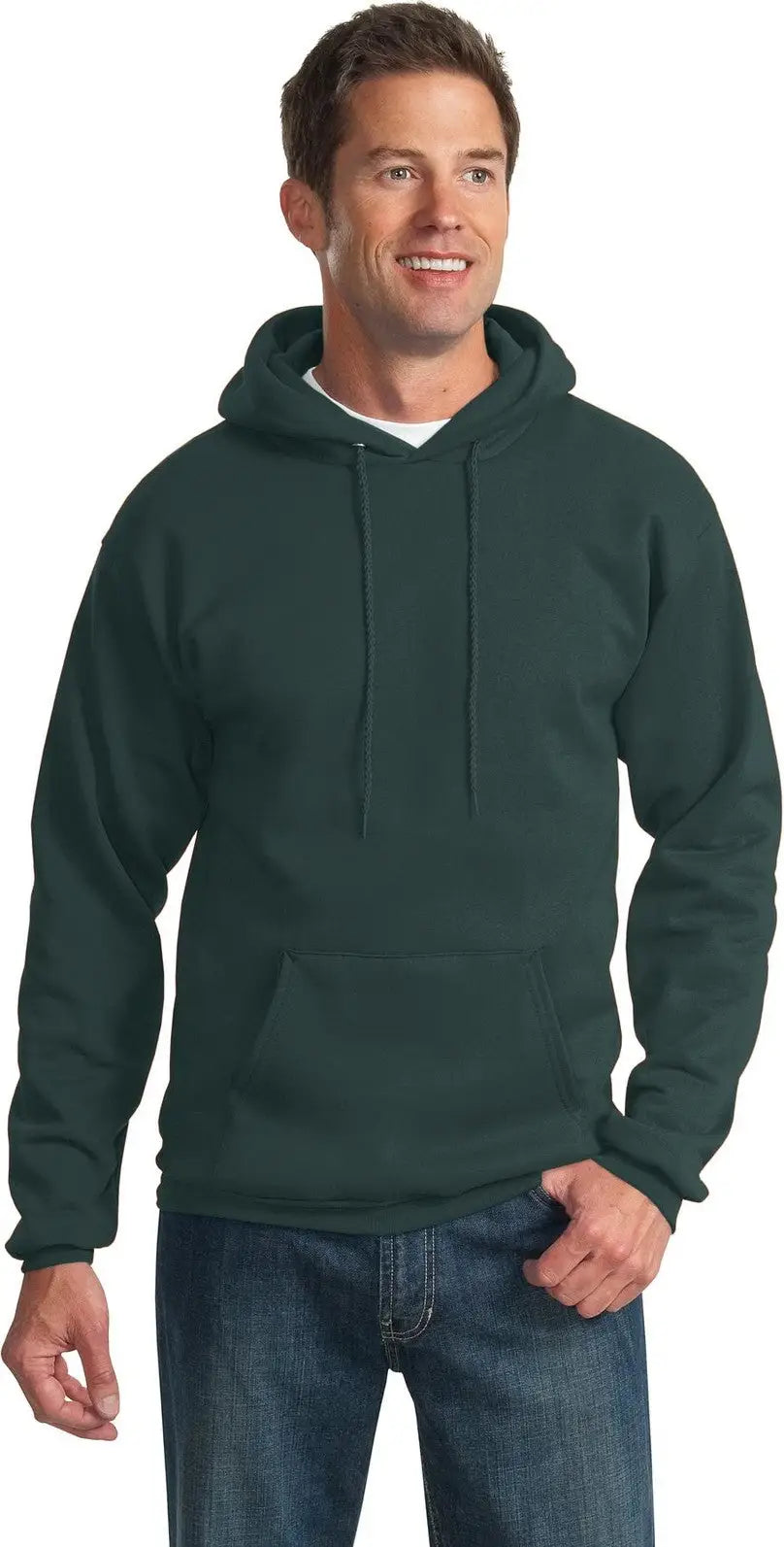 Port & Company Pc90h co Essential Fleece Pullover Hooded Sweatshirt - Dark Green - Adult s