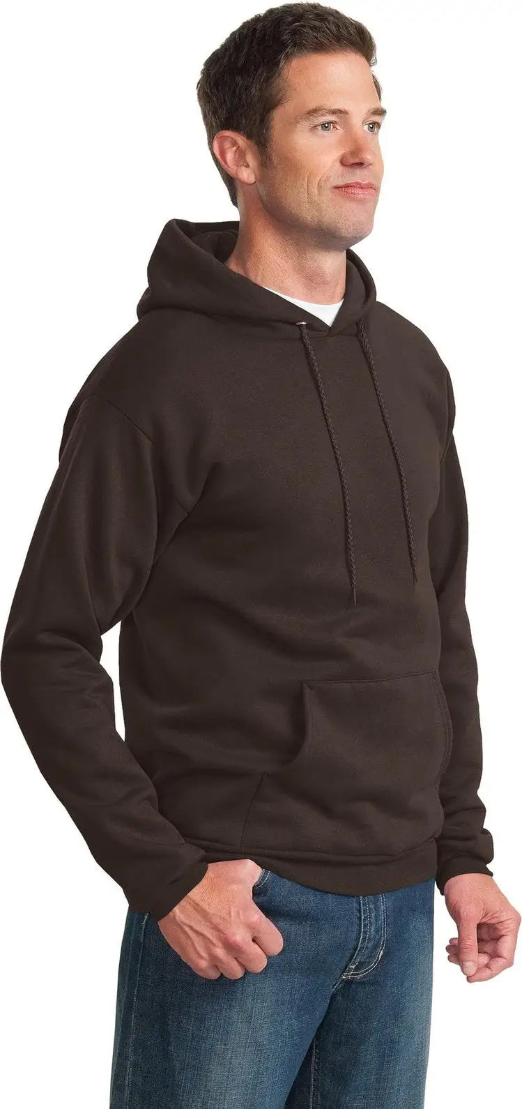 Port & Company Pc90h co Essential Fleece Pullover Hooded Sweatshirt - Dark Chocolate Brown