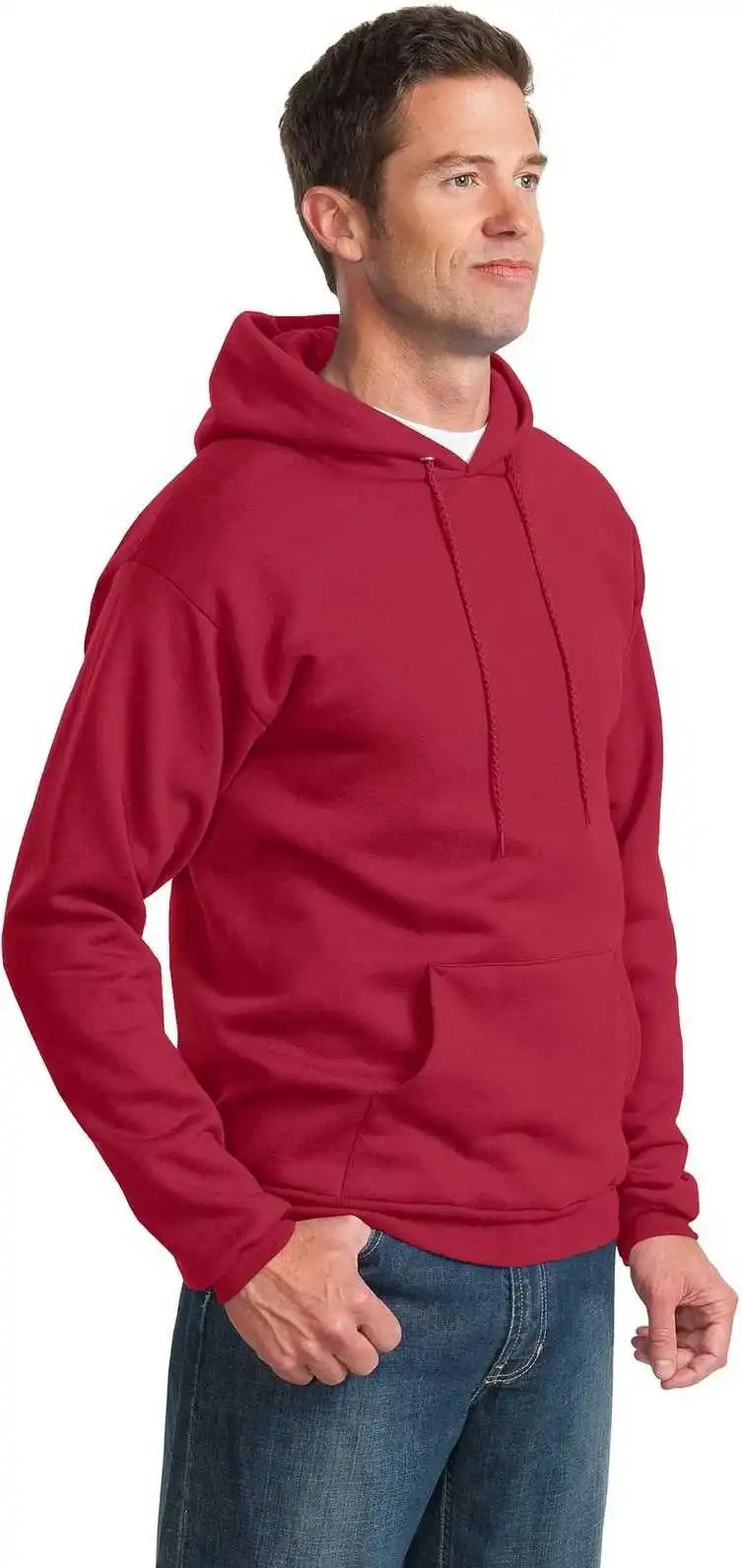 Port &amp; Company Pc90h Essential Fleece Pullover Hooded Sweatshirt Red
