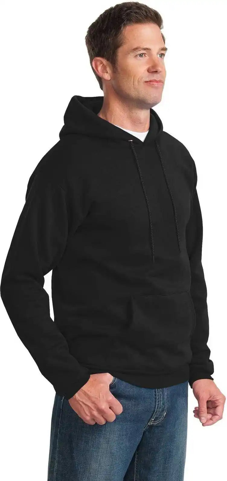 Port &amp; Company Pc90h Essential Fleece Pullover Hooded Sweatshirt Jet Black