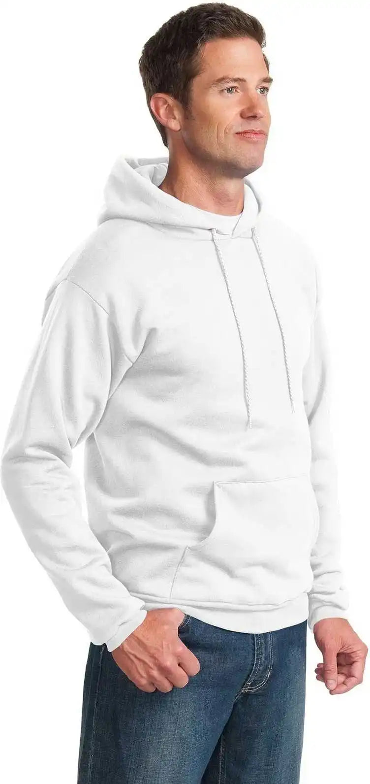 Port &amp; Company Pc90h Essential Fleece Pullover Hooded Sweatshirt White