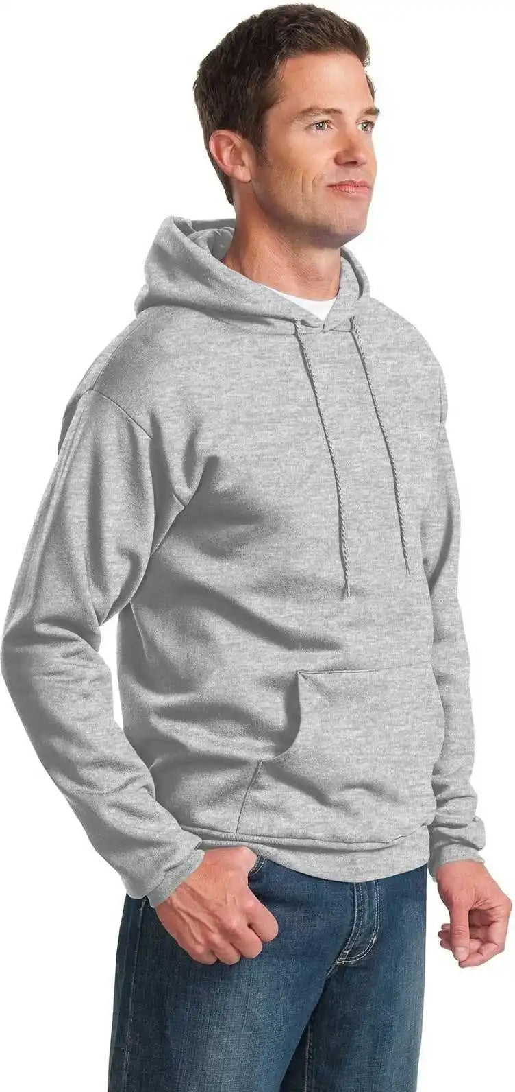 Port &amp; Company Pc90h Essential Fleece Pullover Hooded Sweatshirt Ash