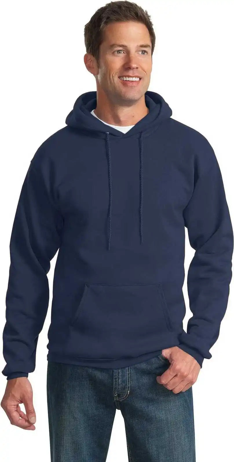 Port &amp; Company Pc90h Essential Fleece Pullover Hooded Sweatshirt Navy