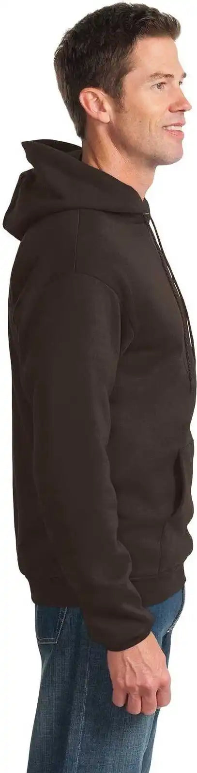 Port &amp; Company Pc90h Essential Fleece Pullover Hooded Sweatshirt Dark Chocolate Brown