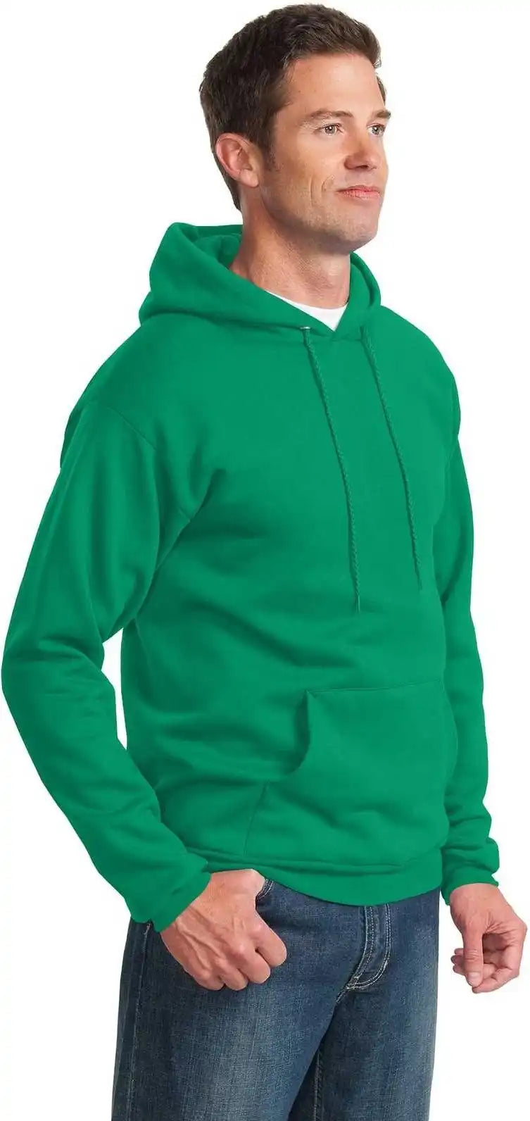 Port &amp; Company Pc90h Essential Fleece Pullover Hooded Sweatshirt Kelly Green