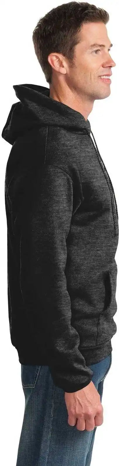 Port &amp; Company Pc90h Essential Fleece Pullover Hooded Sweatshirt Dark Heather Gray