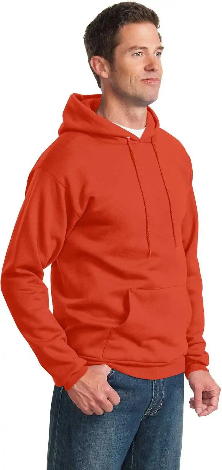 Port &amp; Company Pc90h Essential Fleece Pullover Hooded Sweatshirt Orange