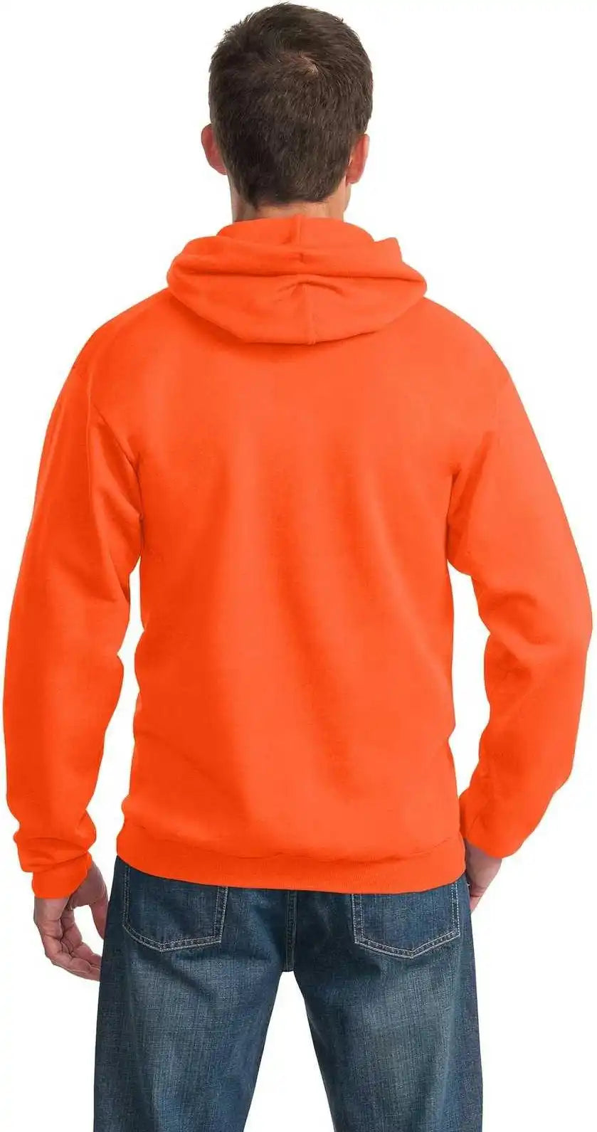 Port &amp; Company Pc90h Essential Fleece Pullover Hooded Sweatshirt Safety Orange
