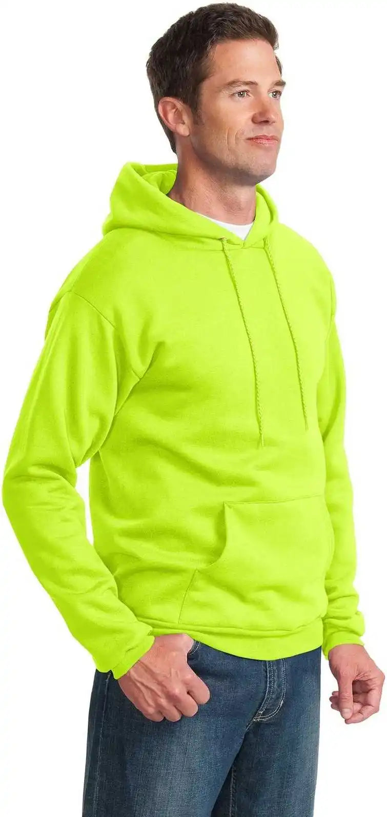 Port & Company Pc90h Essential Fleece Pullover Hooded Sweatshirt - Safety Green