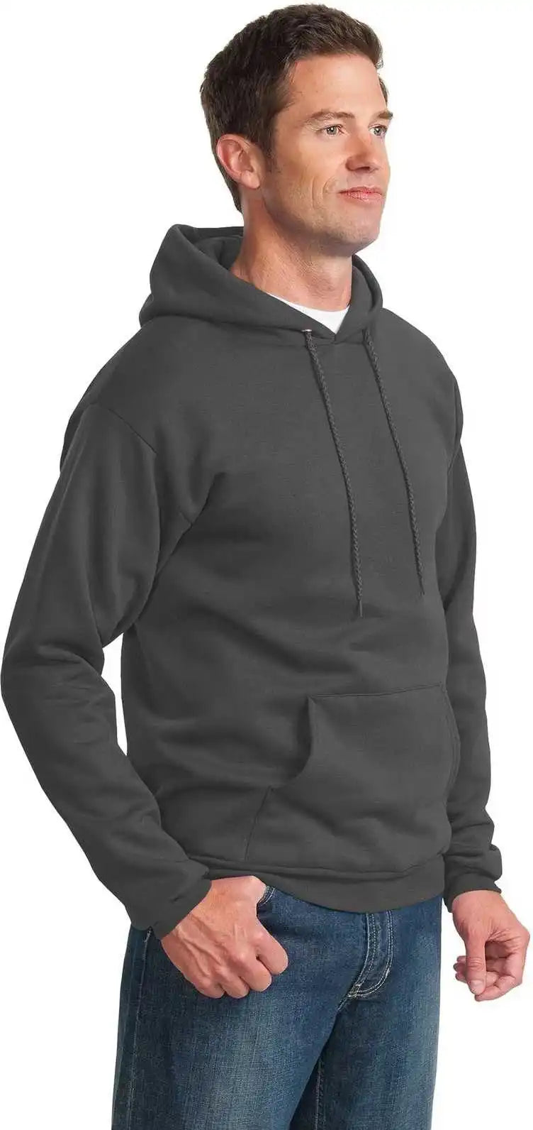 Port &amp; Company Pc90h Essential Fleece Pullover Hooded Sweatshirt Charcoal