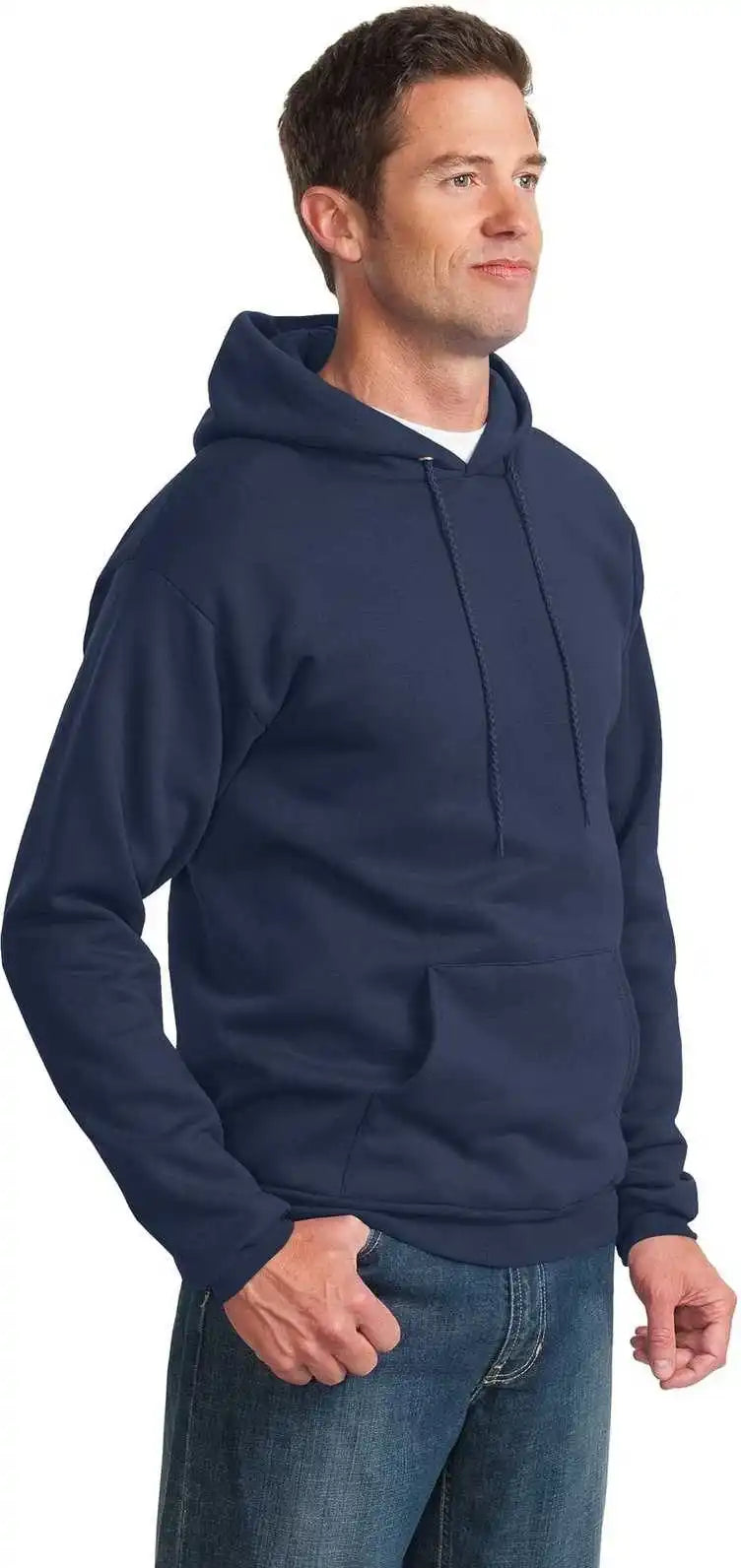 Port &amp; Company Pc90h Essential Fleece Pullover Hooded Sweatshirt Navy