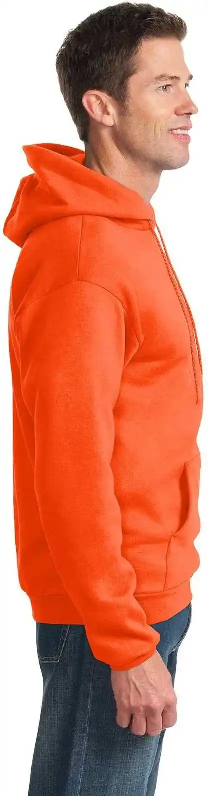 Port &amp; Company Pc90h Essential Fleece Pullover Hooded Sweatshirt Safety Orange