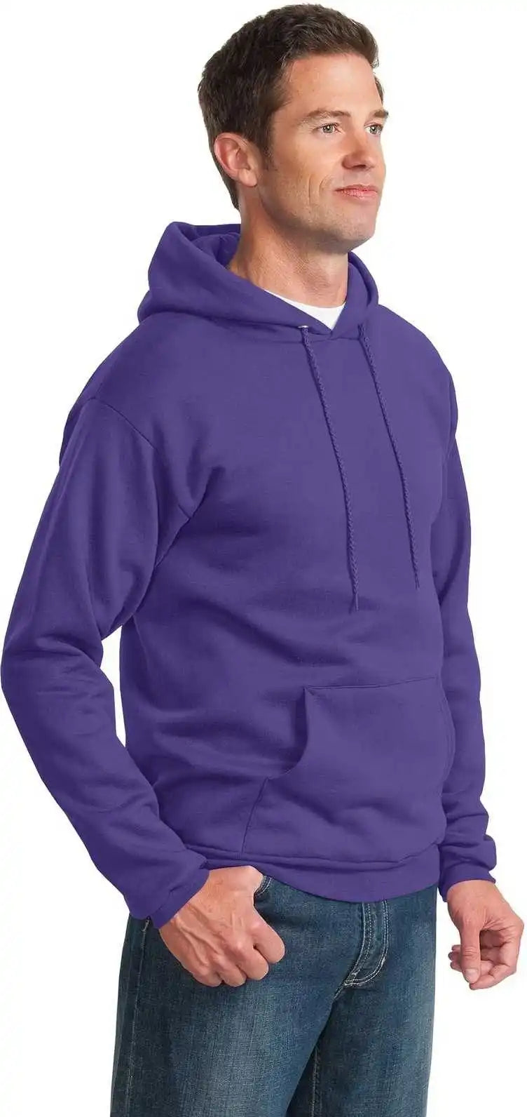 Port &amp; Company Pc90h Essential Fleece Pullover Hooded Sweatshirt Purple