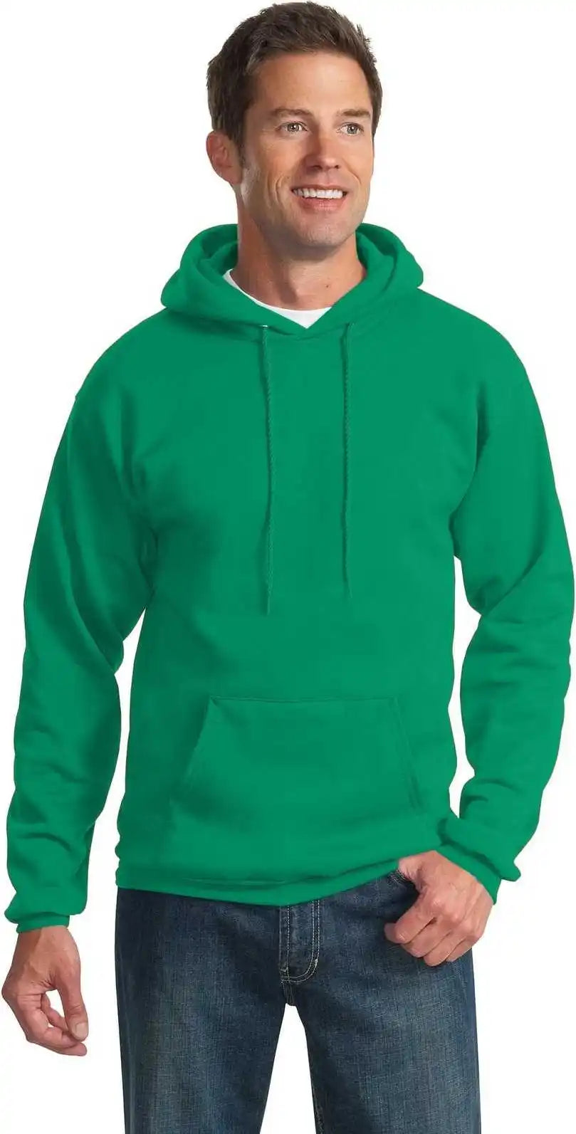 Port &amp; Company Pc90h Essential Fleece Pullover Hooded Sweatshirt Kelly Green