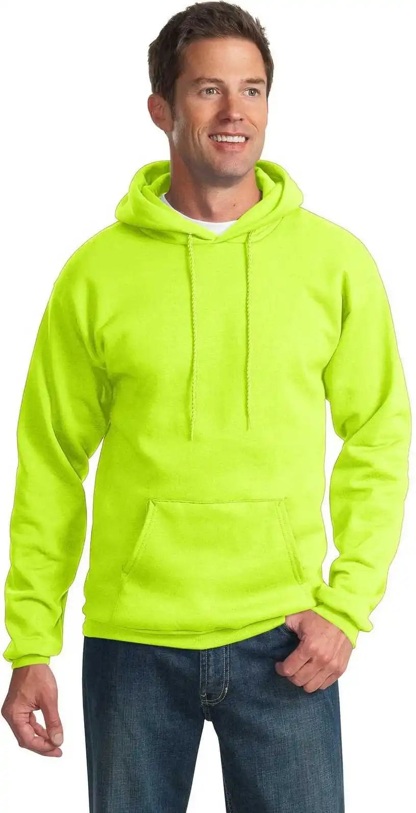 Port & Company Pc90ht Tall Essential Fleece Pullover Hooded Sweatshirt Safety Green