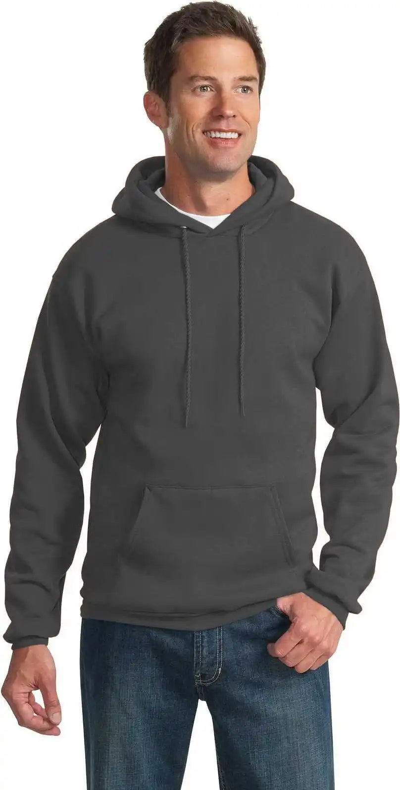 Port & Company Pc90ht Tall Essential Fleece Pullover Hooded Sweatshirt Charcoal