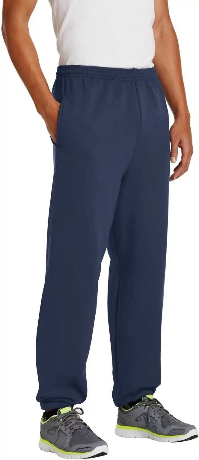 Port &amp; Company Pc90p Essential Fleece Sweatpant with Pockets Navy