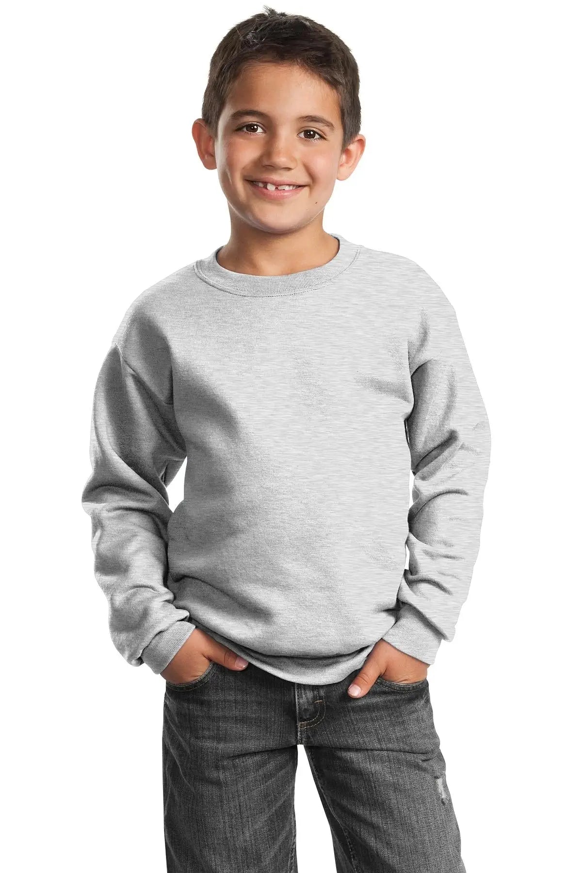 Port & Company Pc90y co Youth Core Fleece Crewneck Sweatshirt - Ash - Xs