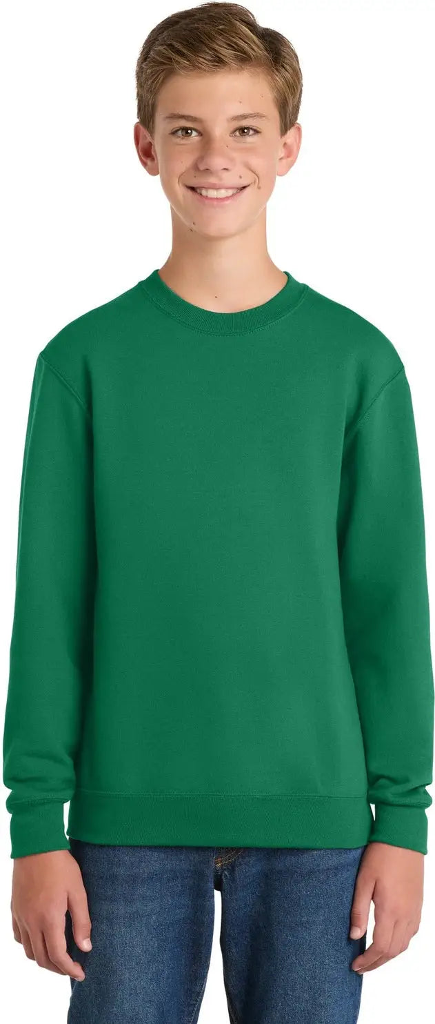 Port & Company Pc90y co Youth Core Fleece Crewneck Sweatshirt - Kelly - Xs
